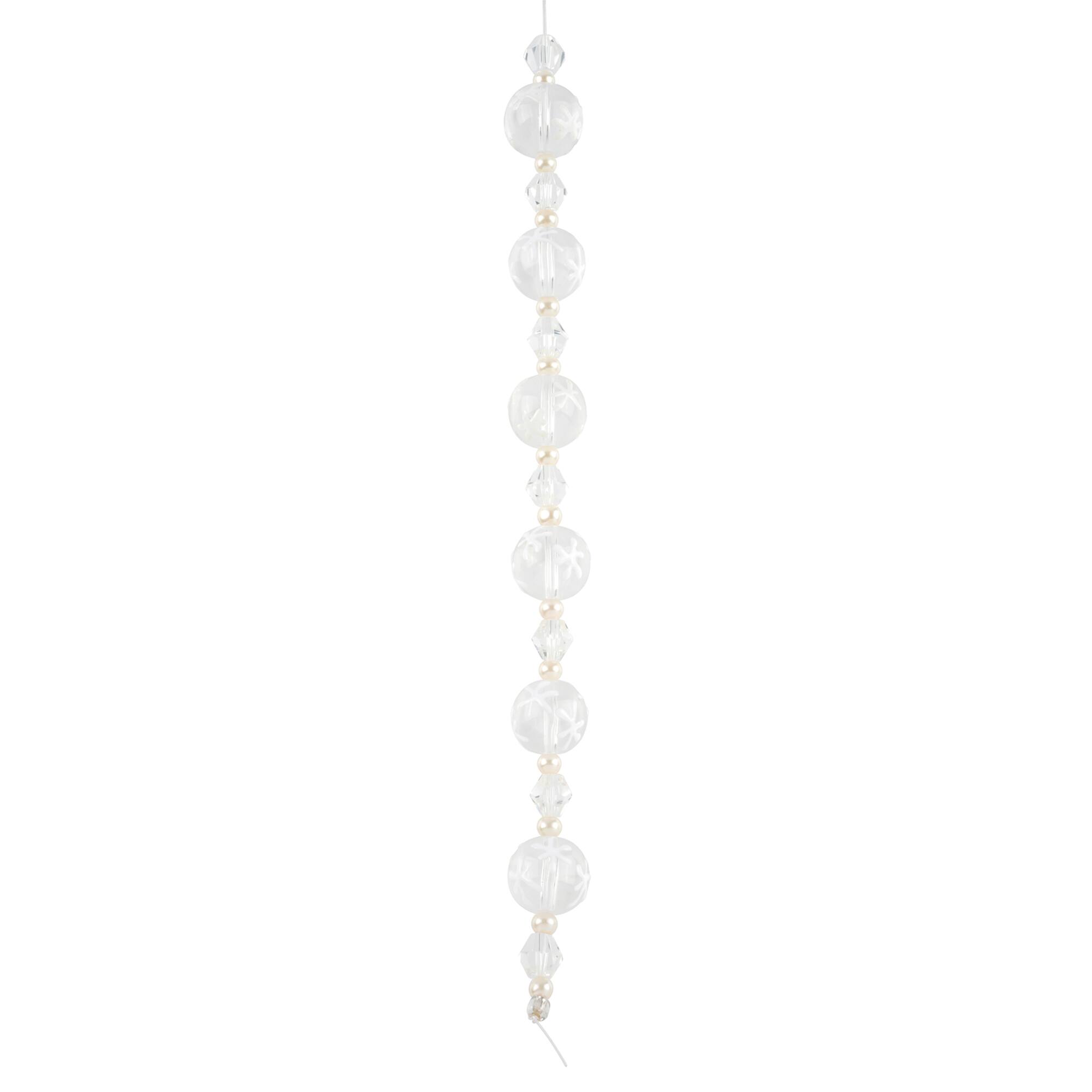 Snowflake Lampwork Glass Round Bead Mix by Bead Landing™